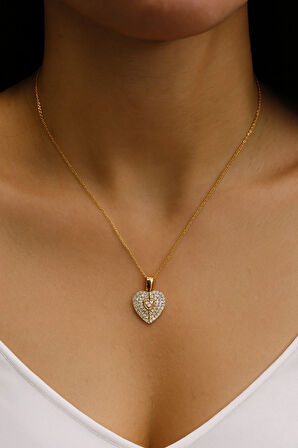 1.Sınıf Çelik Kararma Yapmaz Zirkon Taşlı  Kalp ve Açılınca Melek Figürlü Kolye