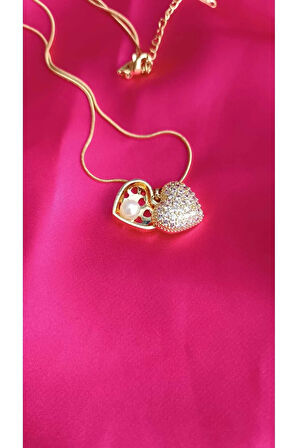 Çelik Kararmaz Zirkon Taşlı Açılır İnci Detaylı Kolye