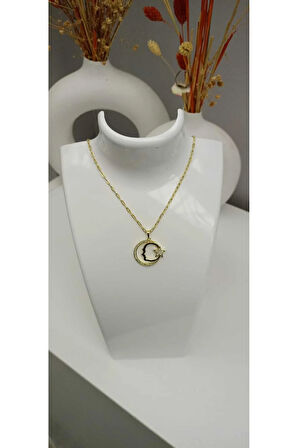 Xuping Kararma Yapmaz 14K Kaplama Atatürk Silüetli Zirkon Taşlı Ayyıldız Kolye