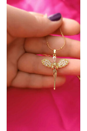 1.sınıf Çelik Kararma Yapmaz Zirkon Taşlı Melek Figürlü Kolye