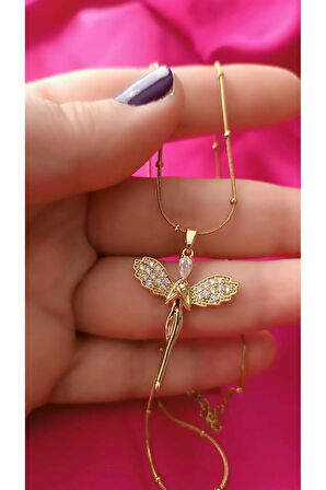 1.sınıf Çelik Kararma Yapmaz Zirkon Taşlı Melek Figürlü Kolye