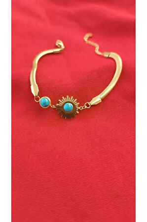 1.Sınıf Çelik Kararma Yapmaz Doğal Mavi Taş Boncuklu Bileklik