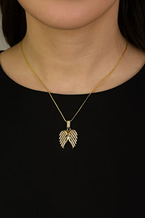 Çelik Kararma Yapmaz Zirkon Taşlı Melek Kanadı Kolye