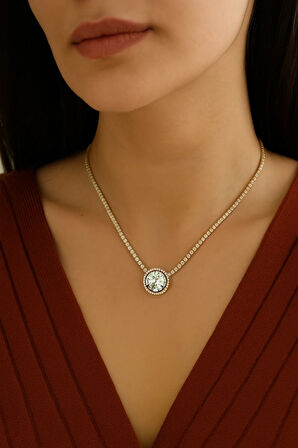 Su Yolu Zirkon Taşlı Çok Şık Kolye Çeşitleri