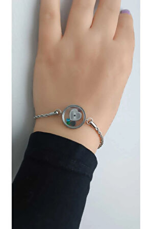 1.Sınıf Çelik Kararma Yapmaz Silver Burgu Zincirli Kalp Figürlü Bileklik