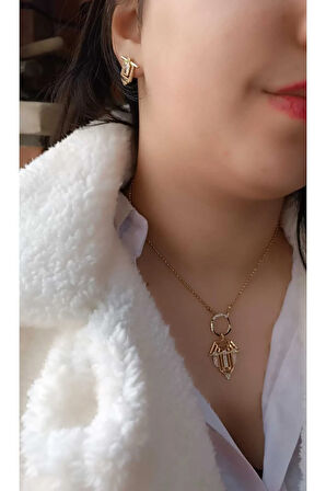 1.Sınıf Çelik Kararma Yapmaz  Zirkon Taşlı Serenay Kolye