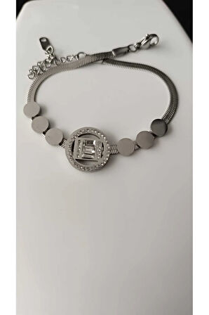 1.Sınıf Çelik Kararma Yapmaz Silver Baget Zirkon Taşlı Bileklik