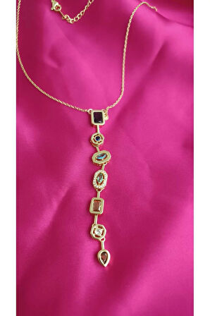 Çelik Kararma Yapmaz Trend Melis Göral Tasarım Taşlı Y Kolye