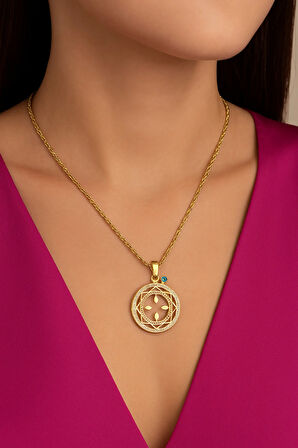 Çelik Kararma Yapmaz Zirkon Taşlı Şık Zarif Çeyreklik Kadın Kolye