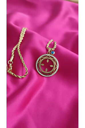 Çelik Kararma Yapmaz Zirkon Taşlı Şık Zarif Çeyreklik Kadın Kolye