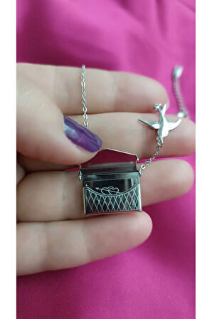 Çelik Kararma Yapmaz Zarf Şeklinde Açılabilir Şık Zarif Kadın Kolye