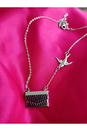 Çelik Kararma Yapmaz Zarf Şeklinde Açılabilir Şık Zarif Kadın Kolye