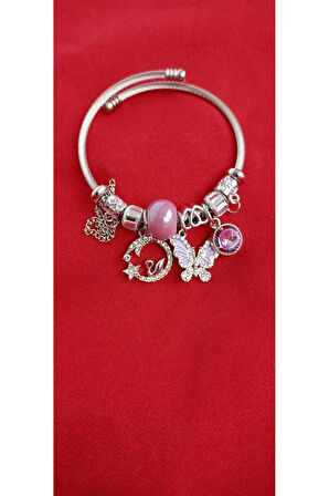 1.Sınıf Çelik Kararma Yapmaz Silver Mor Kelebek Bileklik