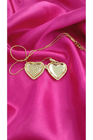 Çelik kararma Yapmaz Açılabilir kalp kolye gold renk