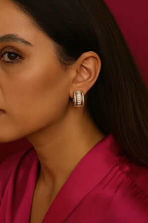 Xuping Kararma Yapmaz Gold Zirkon Taşlı Kadın Küpe