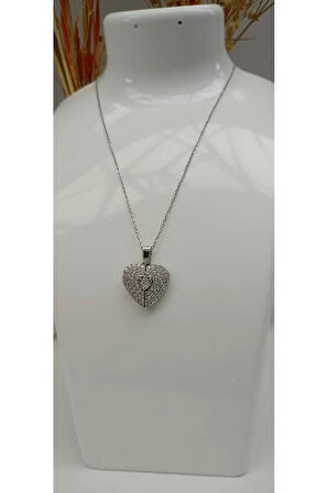 1.Sınıf Çelik Kararma Yapmaz Silver Zirkon Taşlı Kalp Kanat Kolye