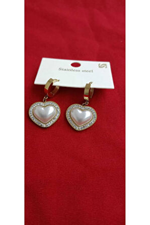 1.Sınıf Çelik Kararma Yapmaz İnci Taşlı Zirkon Detaylı Küpe