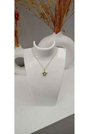 1.Sınıf Çelik Kararma Yapmaz Zirkon Taşlı Yıldız Şekilli Kolye