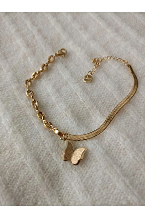 1.Sınıf Çelik  Kararma Yapmaz Kelebek Figürlü Bileklik