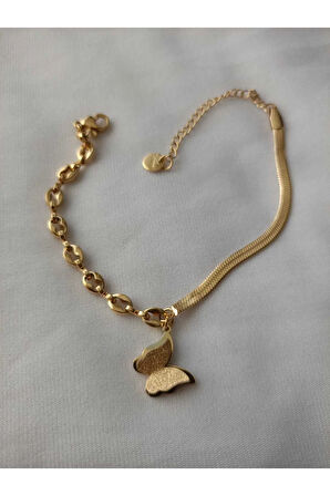 1.Sınıf Çelik  Kararma Yapmaz Kelebek Figürlü Bileklik