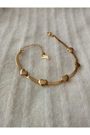 1.Sınıf Çelik  Kararma Yapmaz 5 li Kalp Figürlü Bileklik