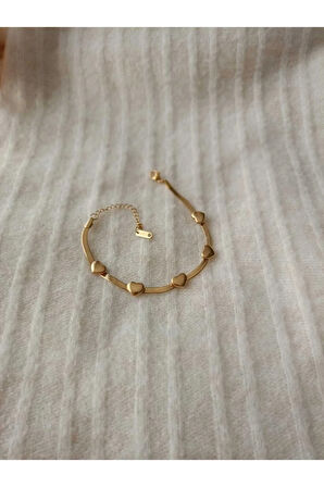 1.Sınıf Çelik  Kararma Yapmaz 5 li Kalp Figürlü Bileklik