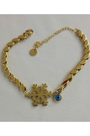 1.Sınıf Çelik Kararma Yapmaz Kar Tanesi Figürlü Kolye