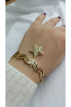 Çelik Kararmaz Charmlı Zigzag 3'lü Ajda Bilezik 6,2 cm(İSTEDİĞİNİZ CHARMI SORULAR BÖL. BELİRTİNİZ)