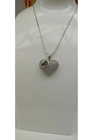 1.Sınıf Çelik Kararma Yapmaz Kalp Figürlü Silver Kolye