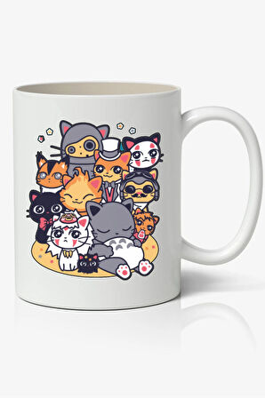 Spirited Away Cats Totoro Hayao Miyazaki Kediler Temalı Beyaz Kupa Bardak Arkadaşa Sevgiliye Hediye