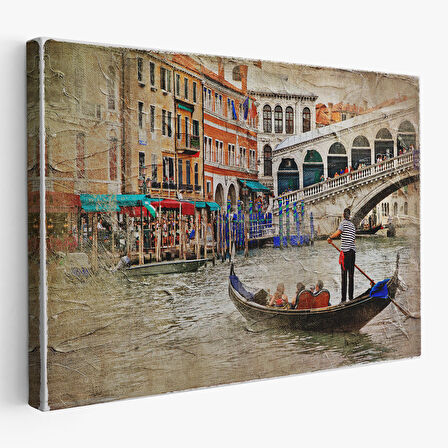Venedik Kanalları Yağlıboya Çalışması Dekoratif Tablo-3427