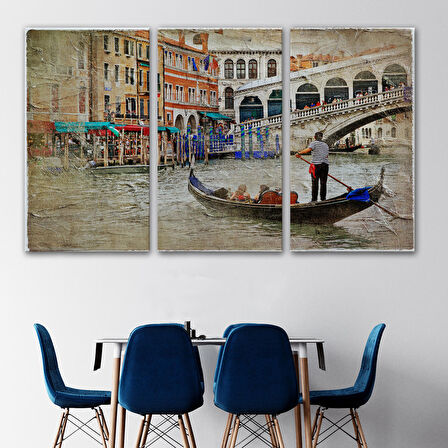 Venedik Kanalları Yağlıboya Çalışması Dekoratif Tablo-3427