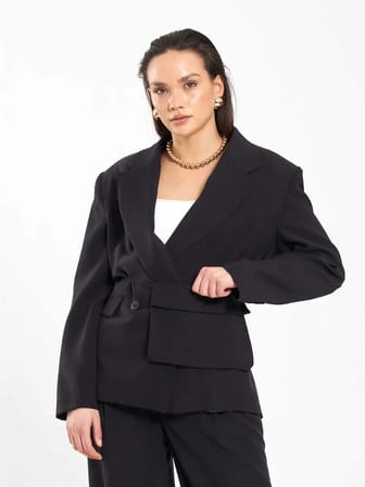 Lefon Kadın Çantalı Oversize Ceket 131057