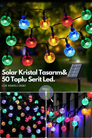 Technojet 50 Top Ledli Solar Kristal Bahçe Dekorasyon Aydınlatma RGB Işık Güneş Enerjili