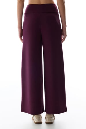 Bordo Yüksek Bel Geniş Paça Pantolon