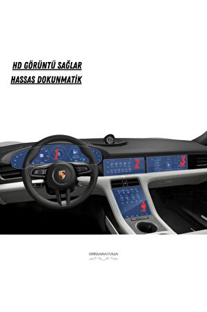 Porsche Taycan 4S Navigasyon Gösterge ve Bilgi Ekran Uyumlu Bütün Set Nano Ekran Koruyucu