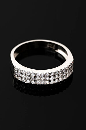 Kadın Gümüş Yüzük - Zirkon Taşlı Paris 925 Ayar Gümüş Kadın Yüzük