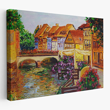 Venedik İtalya Yağlıboya Görünüm Dekoratif Kanvas Duvar Tablosu-3432