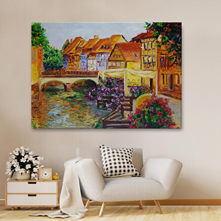 Venedik İtalya Yağlıboya Görünüm Dekoratif Kanvas Duvar Tablosu-3432