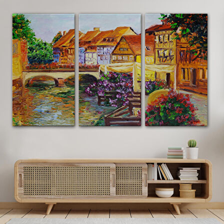 Venedik İtalya Yağlıboya Görünüm Dekoratif Kanvas Duvar Tablosu-3432