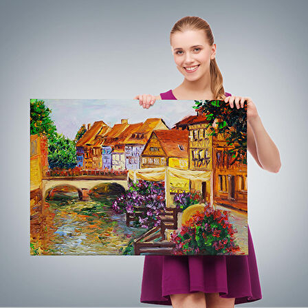 Venedik İtalya Yağlıboya Görünüm Dekoratif Kanvas Duvar Tablosu-3432