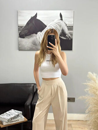 Kadın Taş Çift Düğmeli Palazzo Pantolon