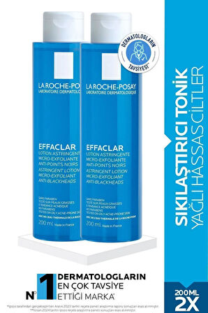 La Roche Posay Effaclar Mikro Soyucu Tonik Yağlı/Akneye Eğilim Gösteren Ciltler Ciltler Gözenek Sıkılaştırıcı 200ml 2 Adet