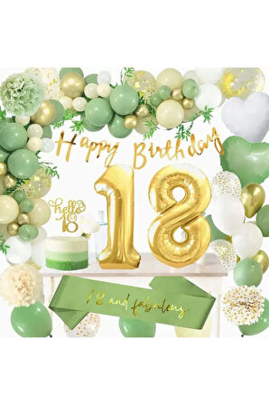 18 YAŞ KÜF YEŞİLLİ ZİNCİR BALON SET