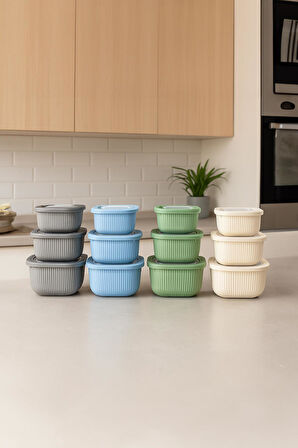 Kare 12 Parça Vakumlu Sızdırmaz Hava Almaz Saklama Kabı Seti Karışık 4x(1800/1100/600 Ml)