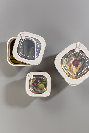 Kare 12 Parça Vakumlu Sızdırmaz Hava Almaz Saklama Kabı Seti Karışık 4x(1800/1100/600 Ml)