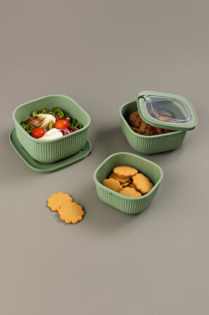 Kare 12 Parça Vakumlu Sızdırmaz Hava Almaz Saklama Kabı Seti Karışık 4x(1800/1100/600 Ml)