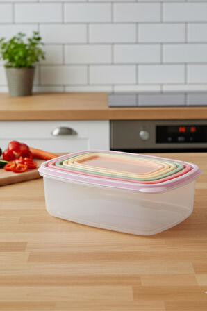 6’lı Renkli Saklama Kabı Seti 3 lt Mutfak Düzenleyici