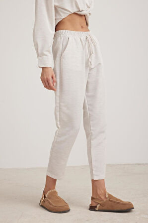 Vos Versa Kadın Keten Salaş Bel Lastikli Taş Pantolon VVK3434