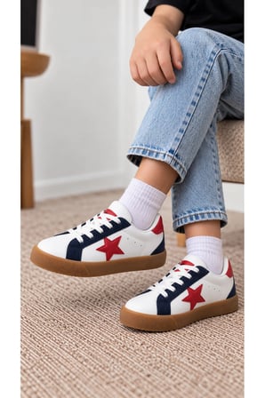 Çocuk Esnek Sneaker Kırmızı/Beyaz